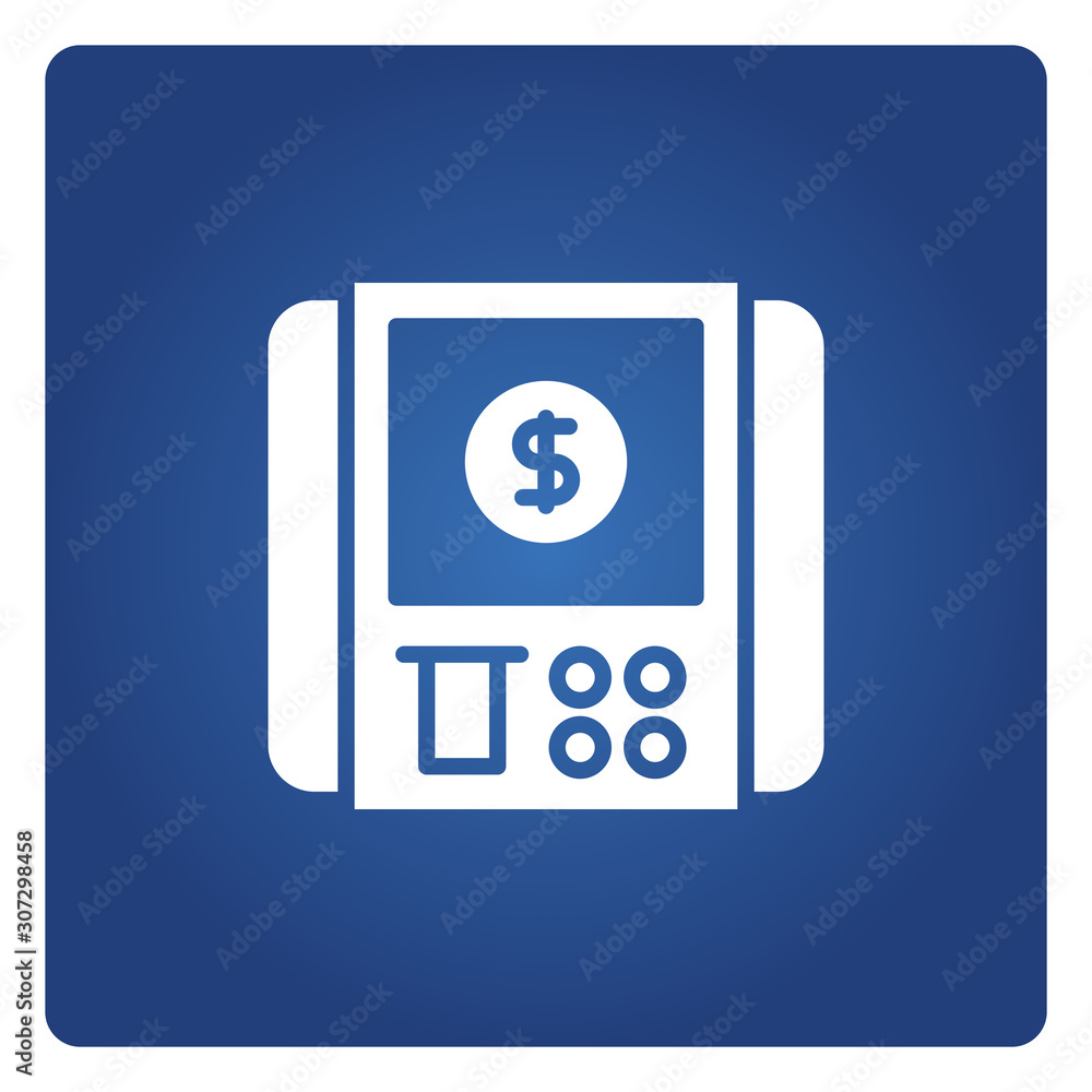 ATM, automated teller machine in blue background ATM, automated teller machine in blue background