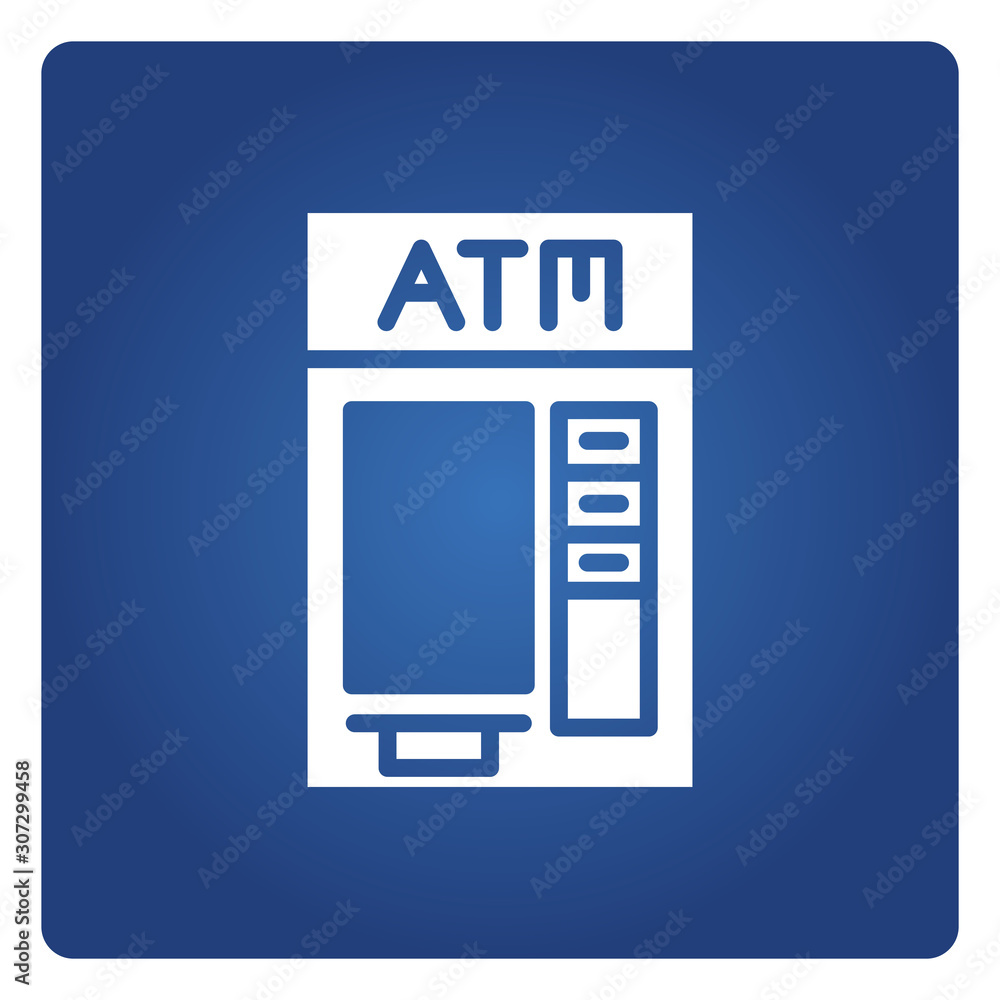 ATM, automated teller machine in blue background ATM, automated teller machine in blue background