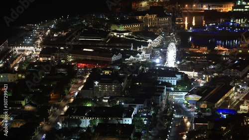 Wallpaper Mural Night Time Lapse Elevated view of V&A Waterfront Harbor and cars streaking through the streets Torontodigital.ca