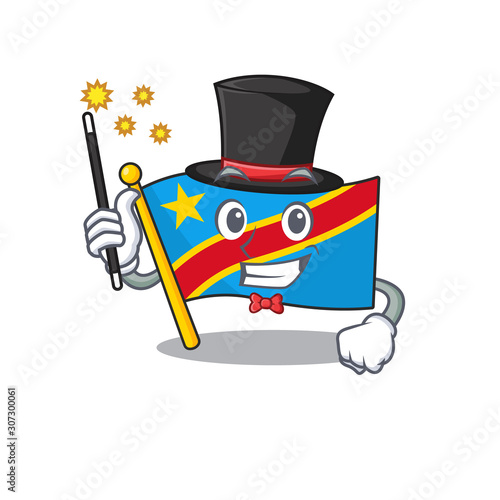 Cartoon character design of flag democratic republic Magician style