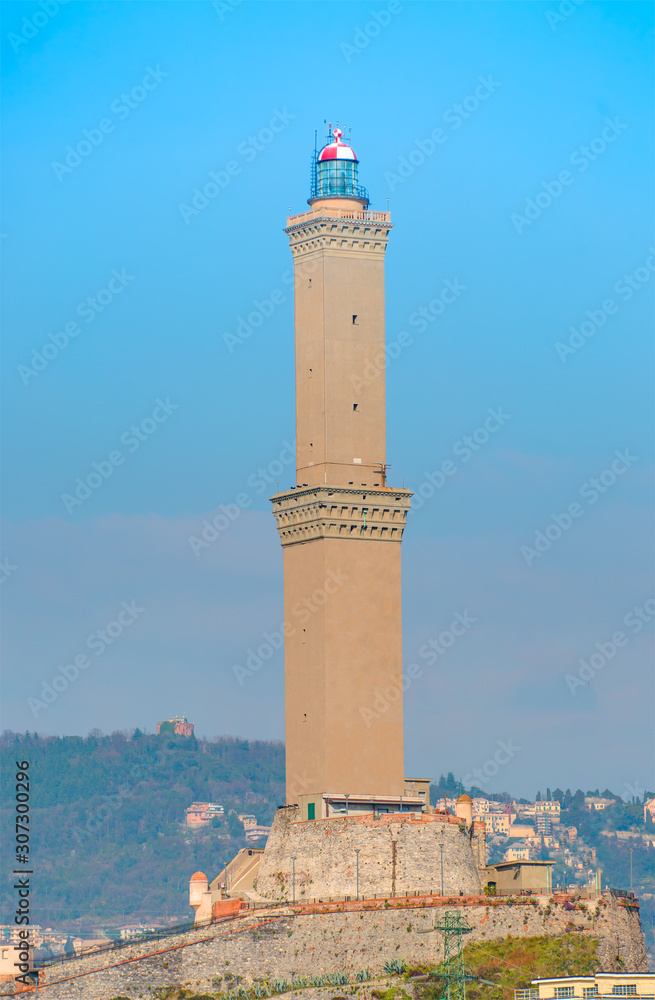 The ancient and famous Lanterna lighthouse, a symbol of the city of Genoa