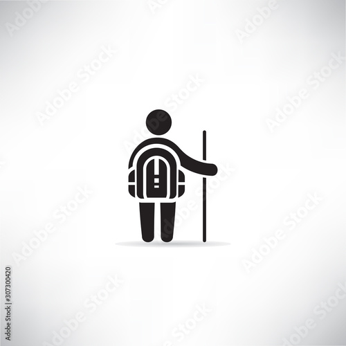 backpacker, tourist, traveler vector icons