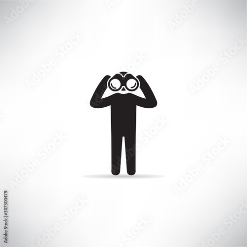 people using binoculars vector illustration