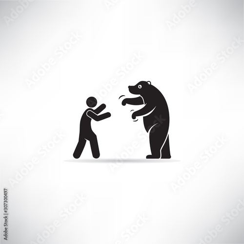 people fight bear vector illustration