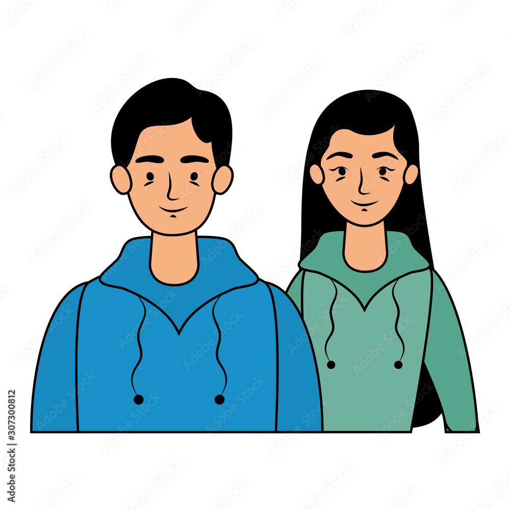 Obraz premium young lovers couple avatars characters