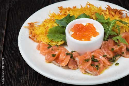 Plate with potato pancakes ...