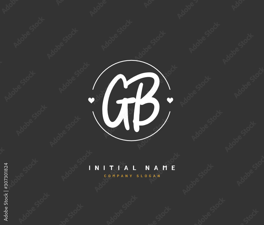 Obraz premium G B GB Beauty vector initial logo, handwriting logo of initial signature, wedding, fashion, jewerly, boutique, floral and botanical with creative template for any company or business.