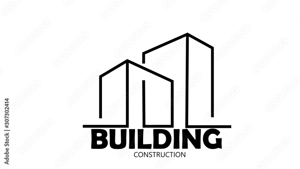  Simple Abstract City Building / Real Estate with line art logo design