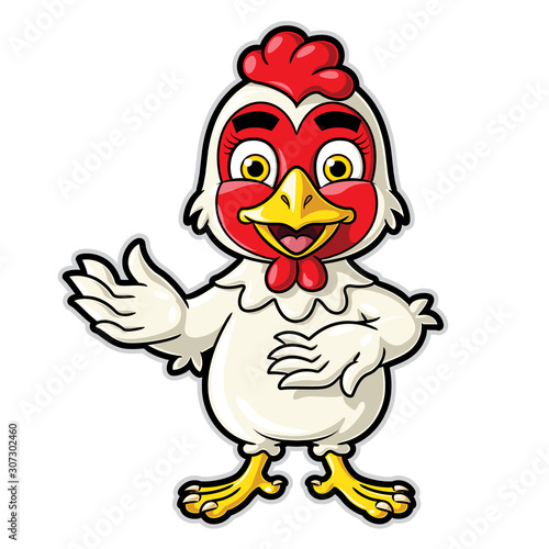 Chicken Cartoon Character Waving © rubynurbaidi
