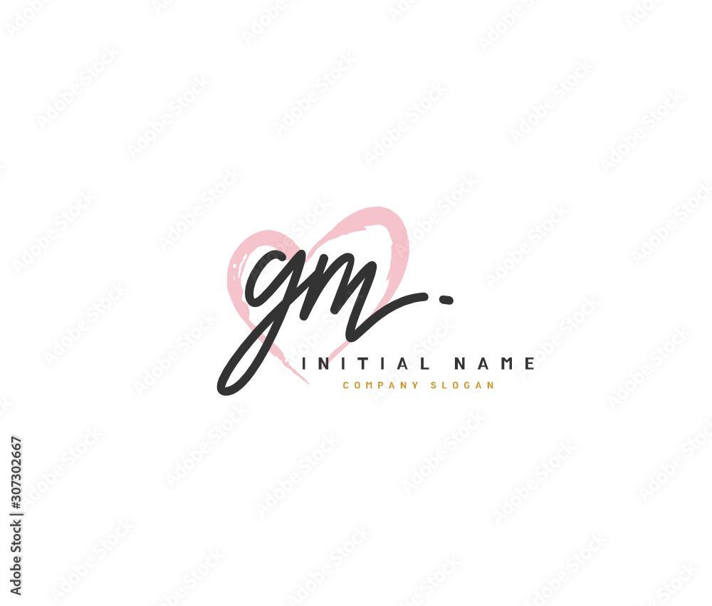 GM Luxury vector initial logo, handwriting logo of initial signature,  wedding, fashion, jewerly, boutique, floral and botanical with creative  template for any company or business. Stock Vector