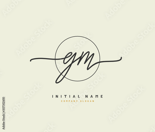 G M GM Beauty vector initial logo, handwriting logo of initial signature, wedding, fashion, jewerly, boutique, floral and botanical with creative template for any company or business.