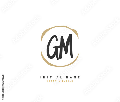 G M GM Beauty vector initial logo, handwriting logo of initial signature, wedding, fashion, jewerly, boutique, floral and botanical with creative template for any company or business.