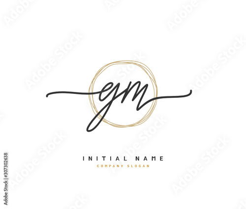 G M GM Beauty vector initial logo, handwriting logo of initial signature, wedding, fashion, jewerly, boutique, floral and botanical with creative template for any company or business.
