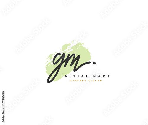 G M GM Beauty vector initial logo, handwriting logo of initial signature, wedding, fashion, jewerly, boutique, floral and botanical with creative template for any company or business.