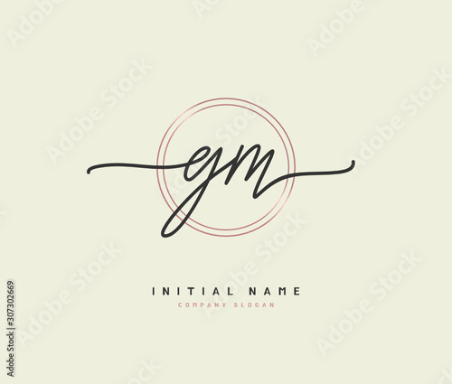 G M GM Beauty vector initial logo, handwriting logo of initial signature, wedding, fashion, jewerly, boutique, floral and botanical with creative template for any company or business.