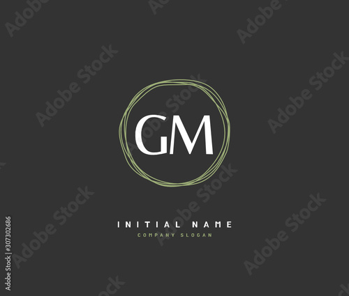 G M GM Beauty vector initial logo, handwriting logo of initial signature, wedding, fashion, jewerly, boutique, floral and botanical with creative template for any company or business.