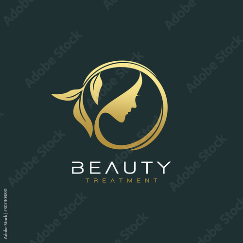 Beautiful woman face logo design template