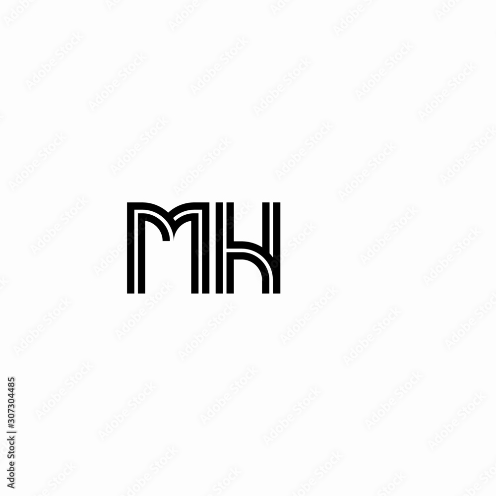 Initial outline letter MH style template Initial outline letter MH style template