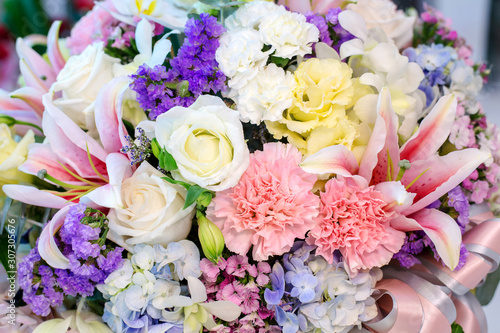 The arrangement of bunch of decorative  flowers