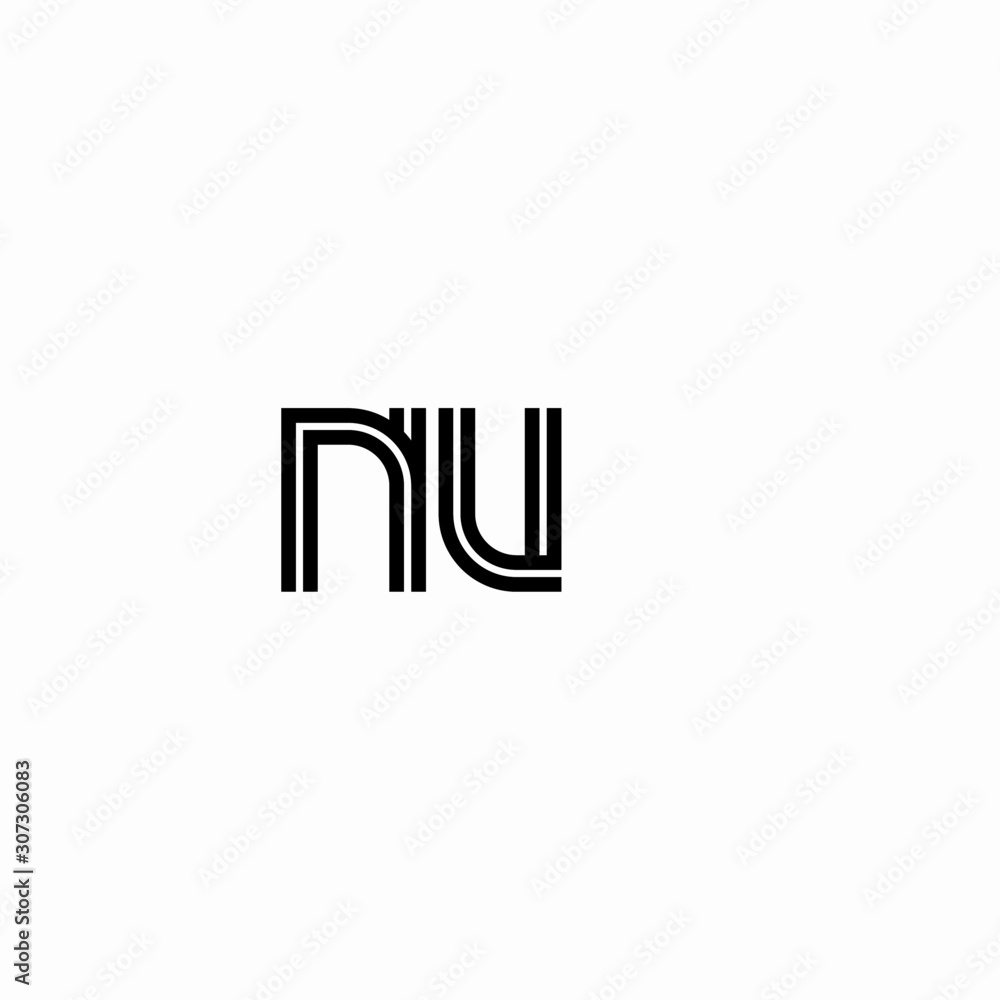 Initial outline letter NU style template Initial outline letter NU style template
