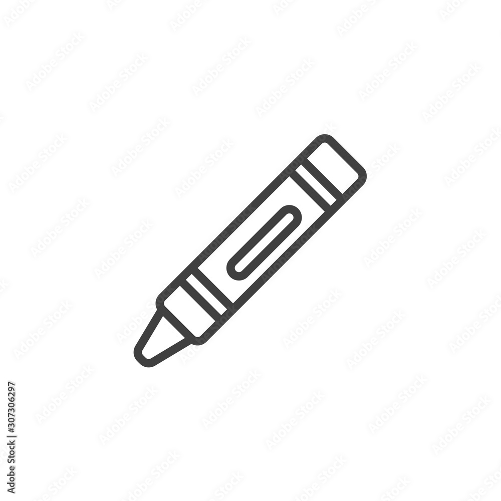 Crayon pencil line icon. linear style sign for mobile concept and web design. Wax crayon outline vector icon. Symbol, logo illustration. Vector graphics Crayon pencil line icon. linear style sign for mobile concept and web design. Wax crayon outline vector icon. Symbol, logo illustration. Vector graphics