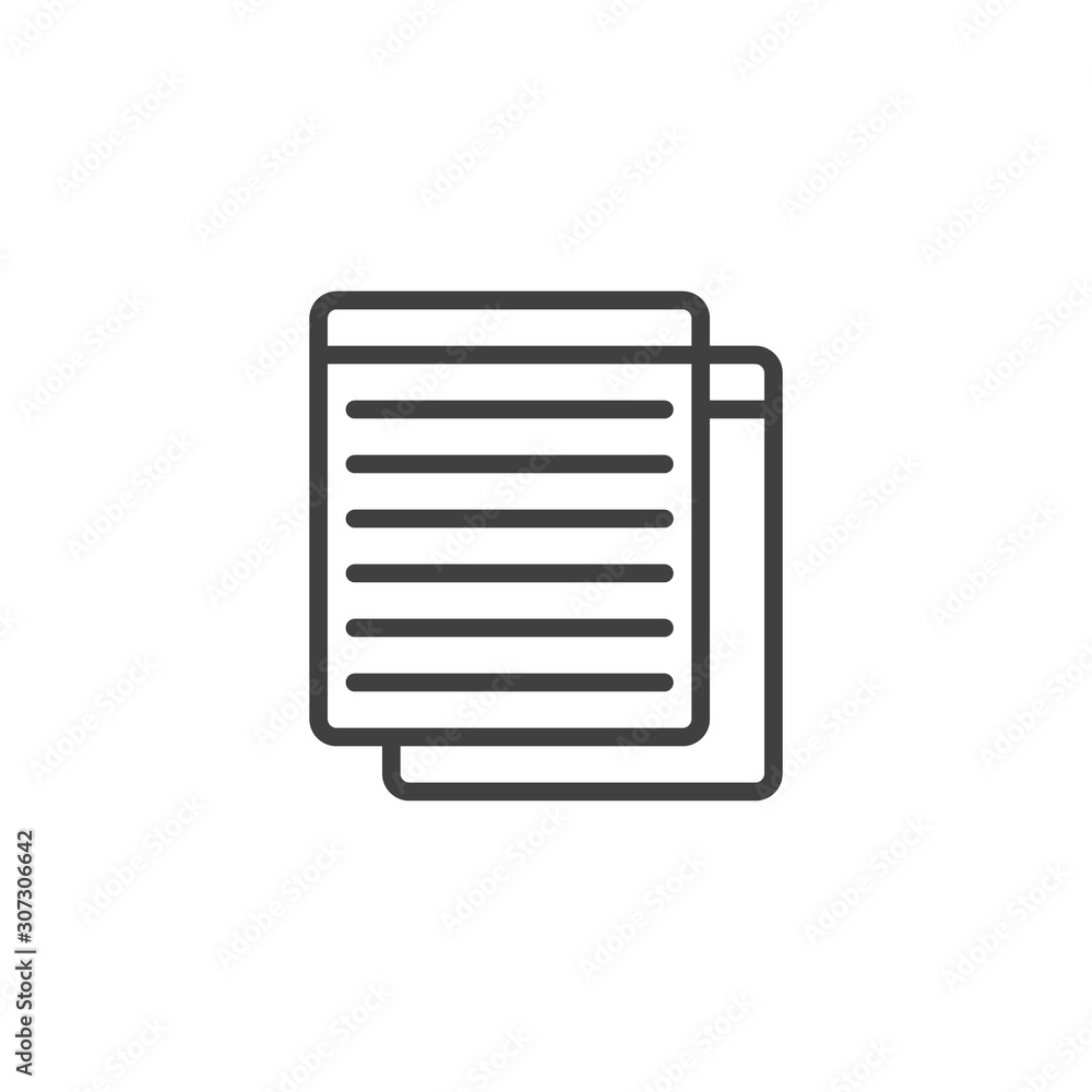 Paper document layers line icon. linear style sign for mobile concept and web design. Copy document files outline vector icon. Symbol, logo illustration. Vector graphics Paper document layers line icon. linear style sign for mobile concept and web design. Copy document files outline vector icon. Symbol, logo illustration. Vector graphics