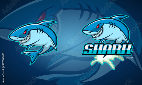 Shark mascot esport logo design