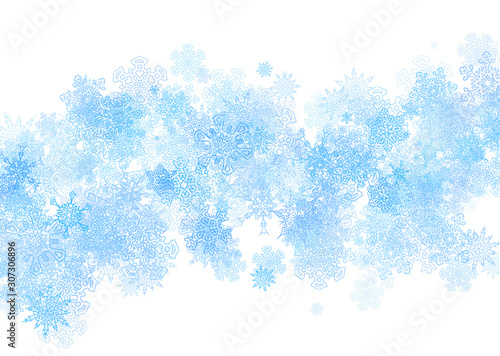Scattered line of snowflakes