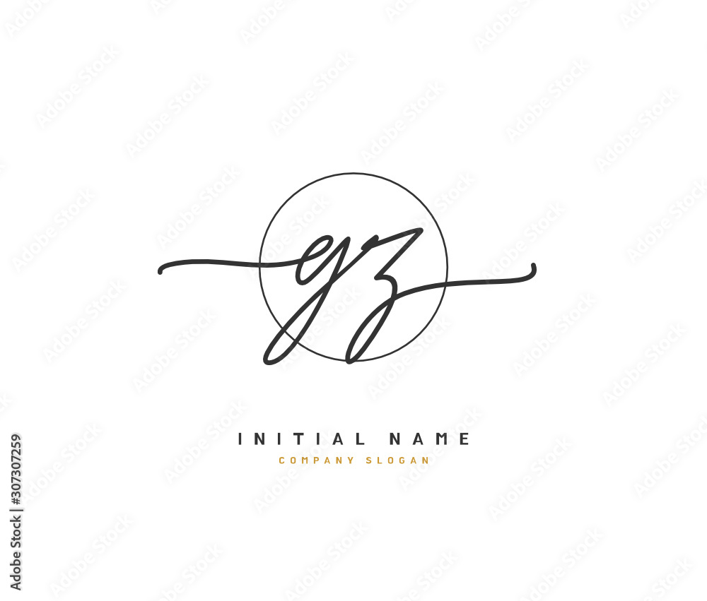 G Z GZ Beauty vector initial logo, handwriting logo of initial signature, wedding, fashion, jewerly, boutique, floral and botanical with creative template for any company or business.