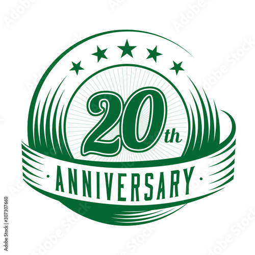 20 years anniversary design template. 20th logo. Vector and illustration.