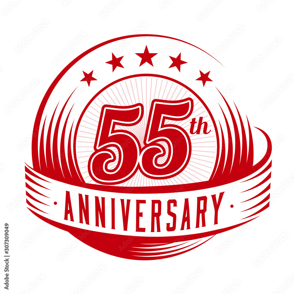 55 years anniversary design template. 55th logo. Vector and