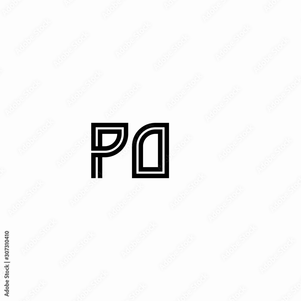 Fototapeta premium Initial outline letter PO style template