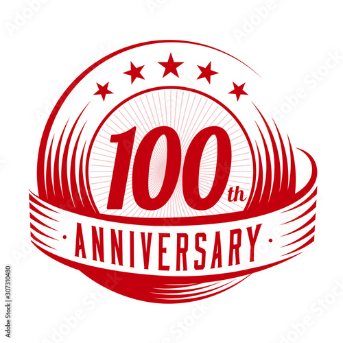 100 years anniversary design template. 100th logo. Vector and illustration.