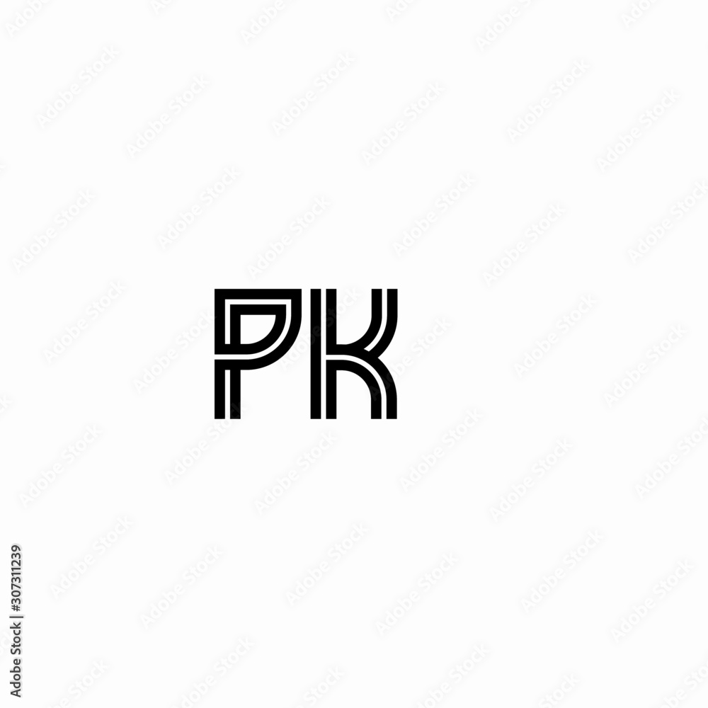Initial outline letter PK style template Initial outline letter PK style template