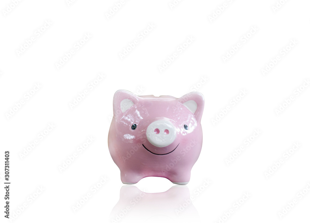 Piggy bank isolated white background.Saving money concept