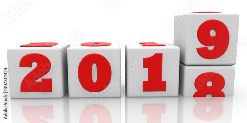 Wallpaper Mural White toy blocks with 2019 concept Torontodigital.ca