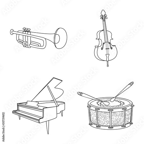 Isolated object of music and tune symbol. Collection of music and tool vector icon for stock.