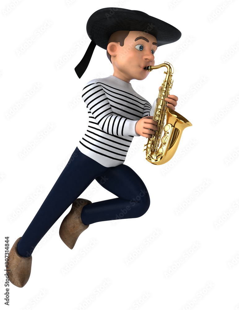 Naklejka premium Fun 3d cartoon breton character