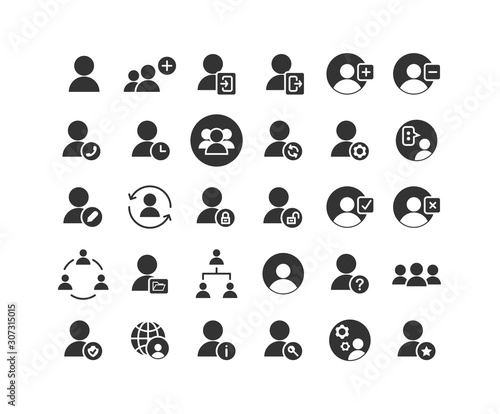 Users solid icon set. Vector and Illustration.
