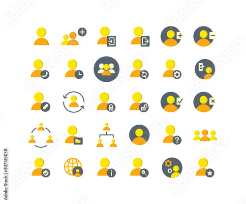 Users flat icon set. Vector and Illustration.