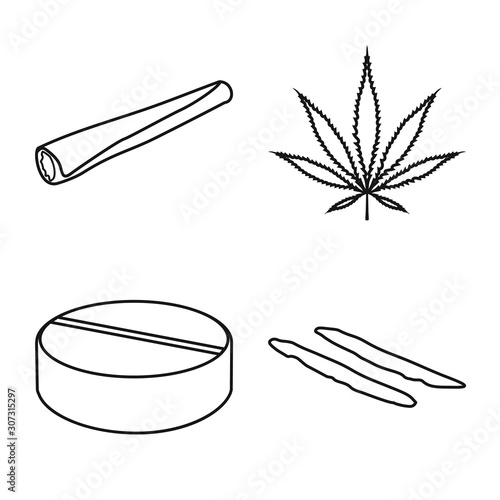 Vector design of narcotic and medical icon. Set of narcotic and illegal stock symbol for web.