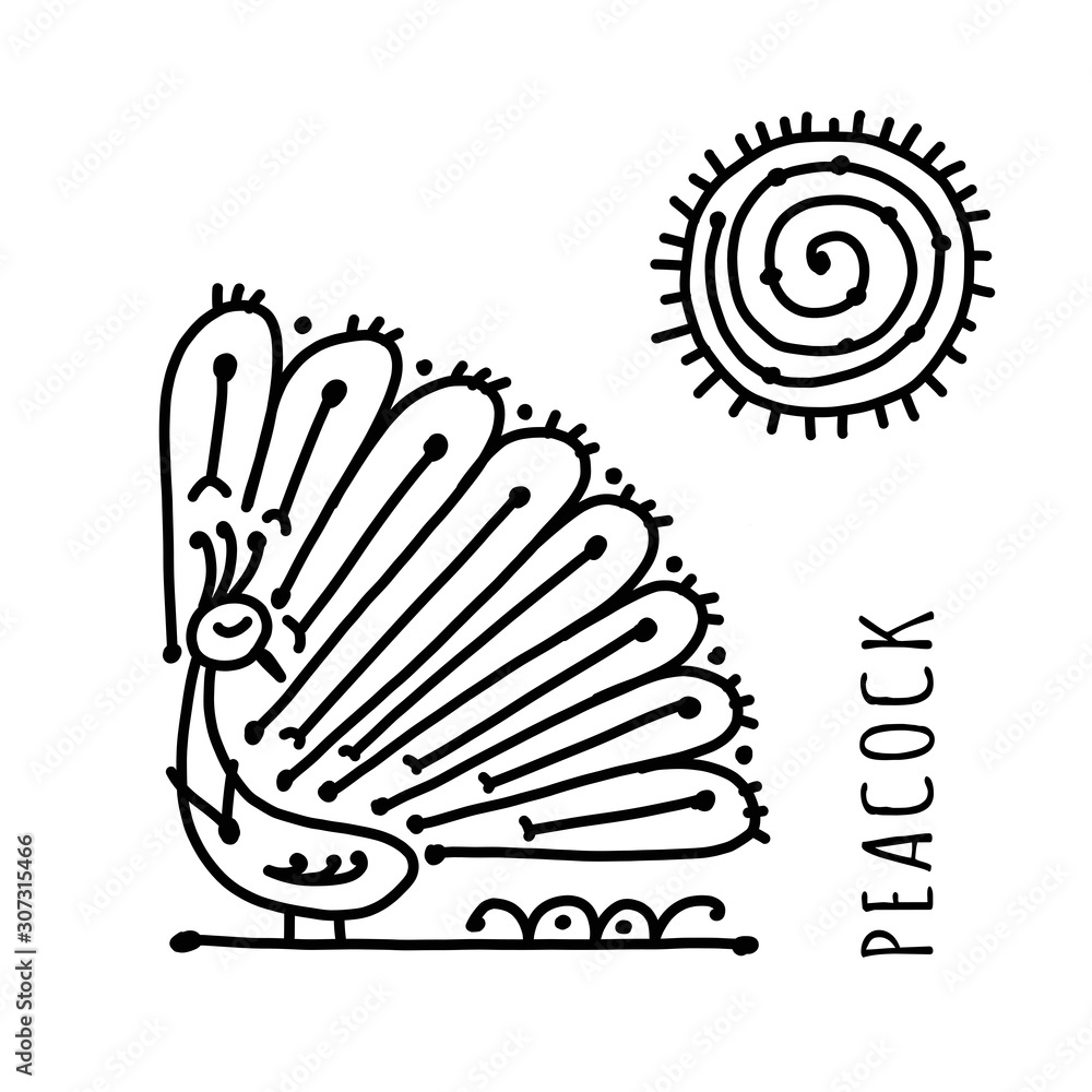 Peacock collection, ethnic style, sketch for your design Peacock collection, ethnic style, sketch for your design