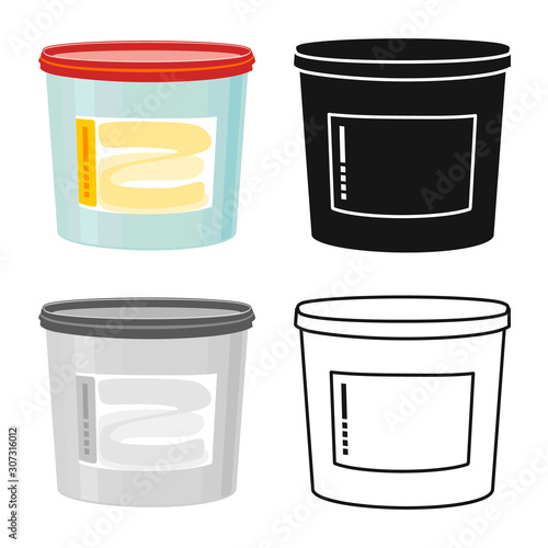 Isolated object of bucket and putty icon. Graphic of bucket and plastic vector icon for stock.