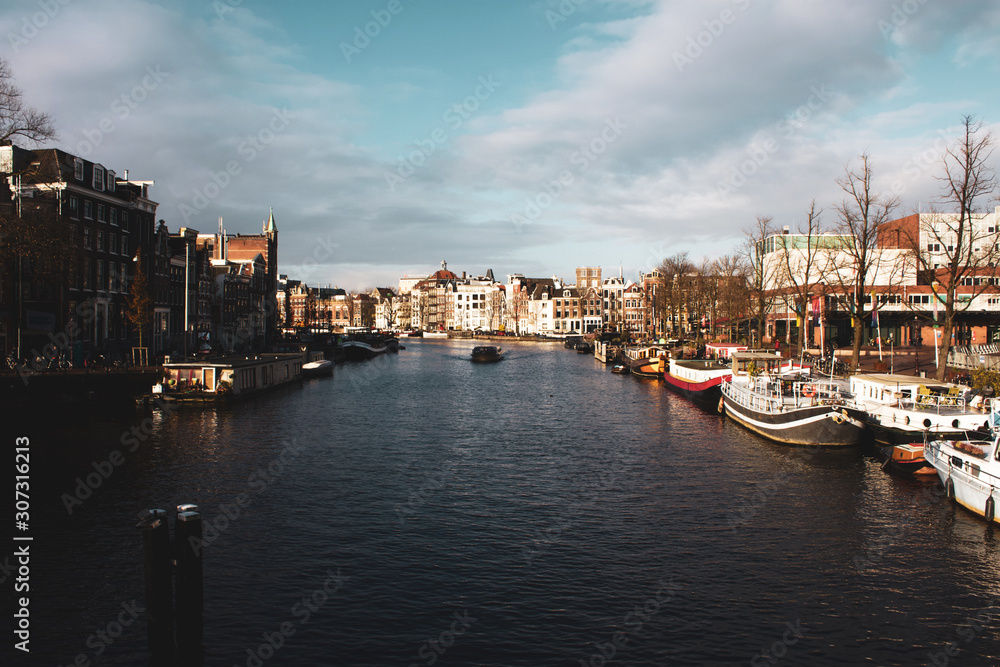 View of a canal in Amsterdam