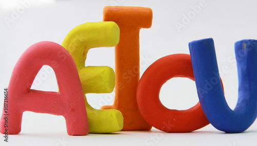 vowels a e i o u background white