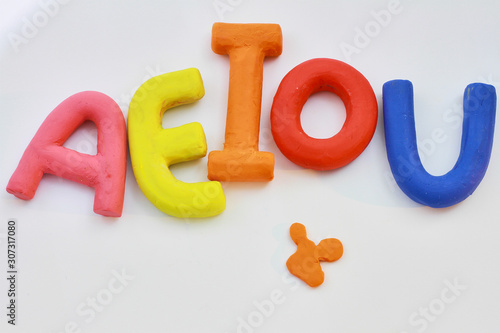 vowels a e i o u background white