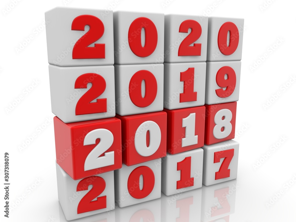 New Year concept on toy blocks above each other New Year concept on toy blocks above each other
