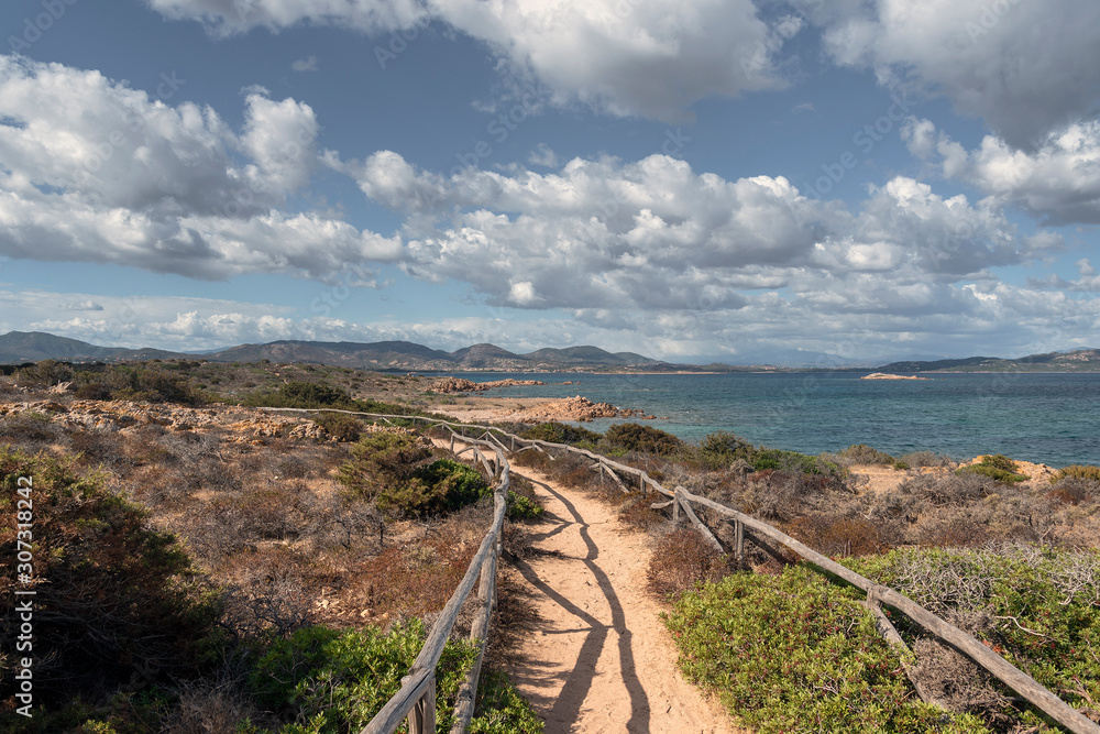 Obraz premium Path on Tavolara island next to Sardinia coast, Italy.