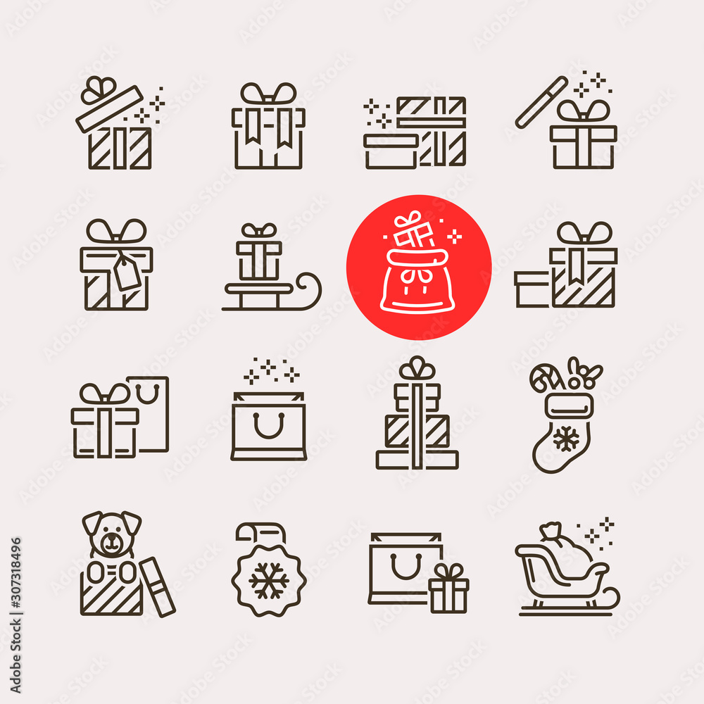 Naklejka premium Set of gift boxes icon