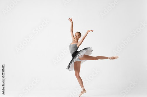 young woman jumping in the air